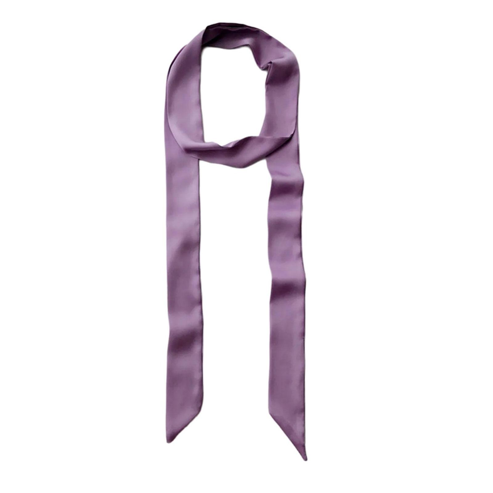 

Шарф с шелковистой текстурой для женщин, узкий ремень, галстук, шейный платок, реквизит для фото для девочек, шейный платок, узкий шарф, галстук фиолетовый