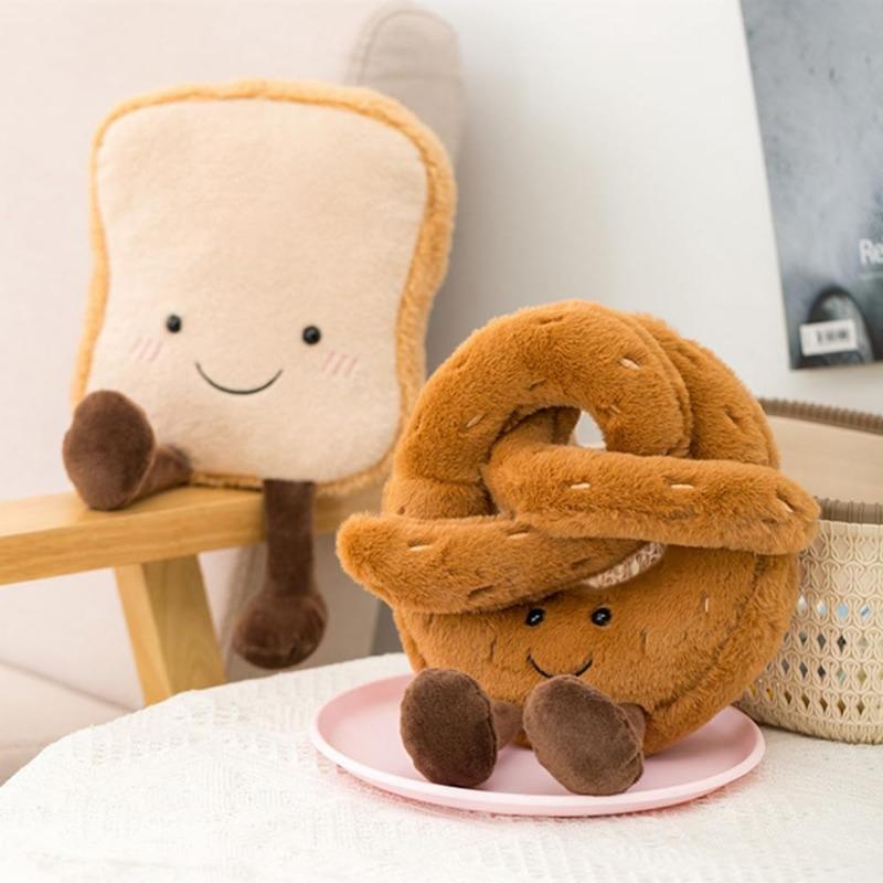 9" Croissant Plush Toy Cute Croissant Bread Pillow Stuffed Animals Funny Soft Food Plushies Toy (Pretzel)
