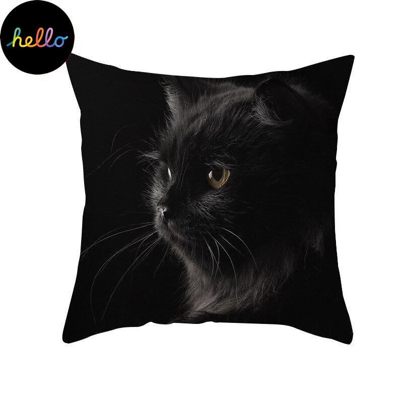Kids Cartoon Cat Print Cus On Cover Funny Picture Sofa Pillowcase Suitable for Black Cat Cafe Decor Pillowcase