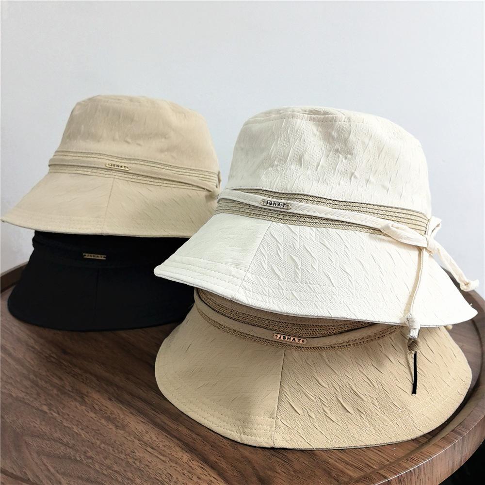 Bucket Hat Women Summer Hats For Women With Bow Sun Protection Korean Style Trendy Fisherman Cap Female Sun Hat New