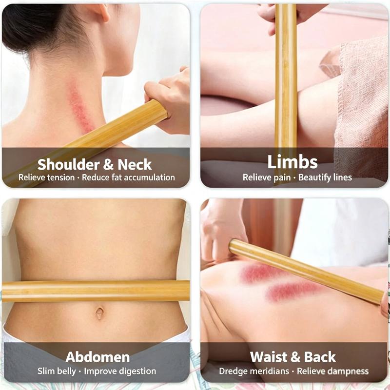Bamboo Gua Sha Therapy Massager Stick 1Pcs Natural Wood Massage Tool for SPA Home Body Pain Relief