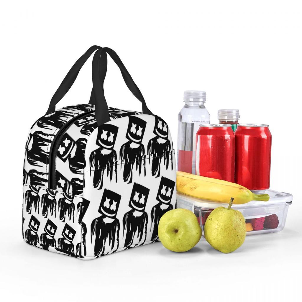 Marshmello - Sac à déjeuner isotherme DJ pour enfants Sac isotherme d'école Boîte alimentaire thermique Sac fourre-tout Contenant Boîtes à lunch étanches