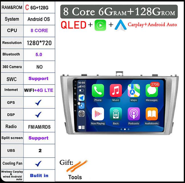 Android 14 For Toyota Avensis T27 2009 -2015 Carplay Auto Car Radio GPS Navigation Multimedia Player DSP Stereo 4G