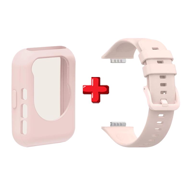 

Colorful all Prevention Protector Case Silicone Shell Bumper Frame Shockproof Scratch Silicone Strap For Huawei Watch Fit 2 розовый