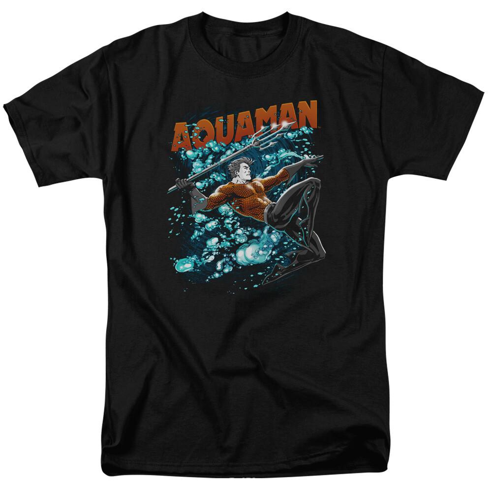 26 Aquaman Aqua Bubbles T Shirt Licensed Comic Atlantis Super Hero Protector Black Unisex T-Shirt XXXL