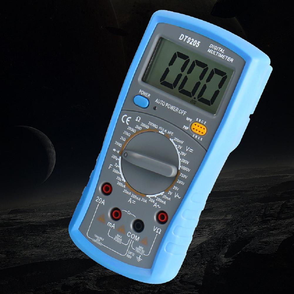 

DT9205 Digital Multimeter with Auto Range 1999 Count LCD Display for Voltage Current Resistance Capacitance Temperature Testing China Mainland