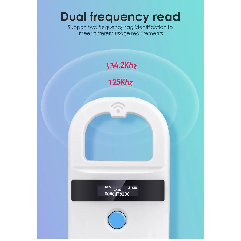 128/256 Records Portable Animal Clip Scanner Pet Microchip Display Screen Scanner Animal Handheld Reader for Animal Management