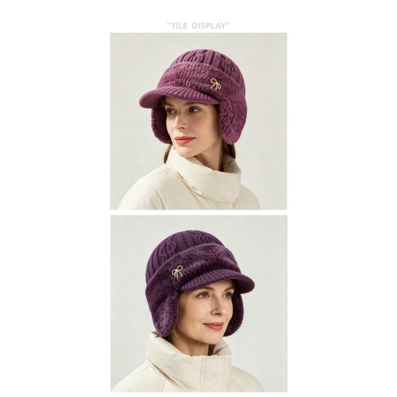 Women S Winter Fleece Knit Earflap Cap For Middle Aged Moms