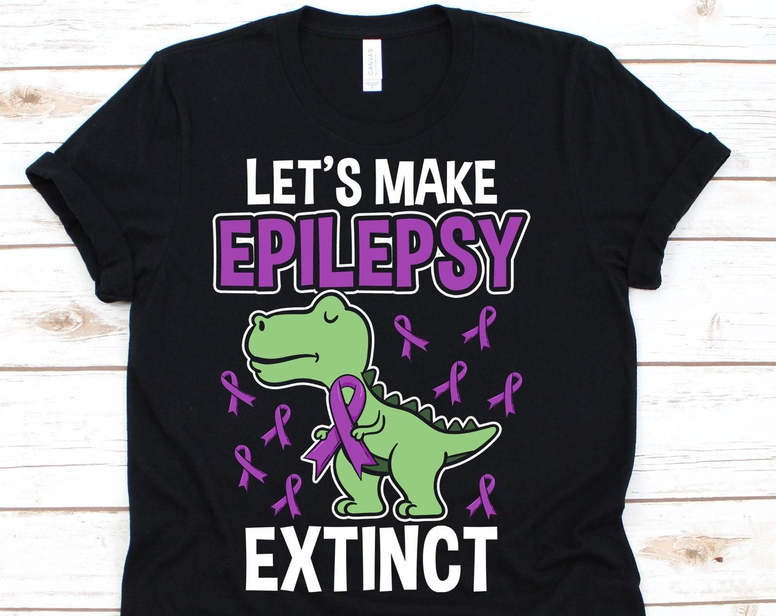 Epilepsy Warrior Shirt, T-Rex, Epilepsy Awareness Month, Epilepsy, Epilepsy Support, Epilepsy Ribbon, Epilepsy Warrior L