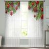 Farmhouse Christmas Ball Curtain Living Room Cafe Xmas Gifts Balls Window Curtains Kitchen Bedroom Outdoor Yard Sheer Polyester Ideal For