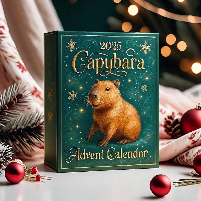 Capybara Advent Calendar 2025,24 Days Christmas Advent Countdown Calendar, 24 PCS Capybaras Animal Pendant Surprises for Christmas Tree Decoration