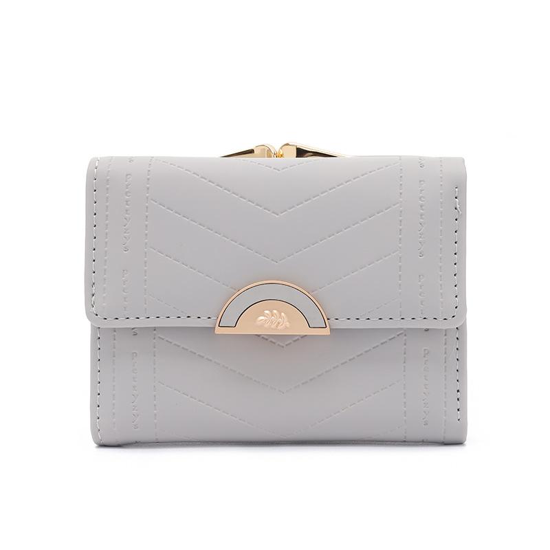 

Короткий кошелек с несколькими отделениями для карт, складная сумка, маленькие свежие монеты серый