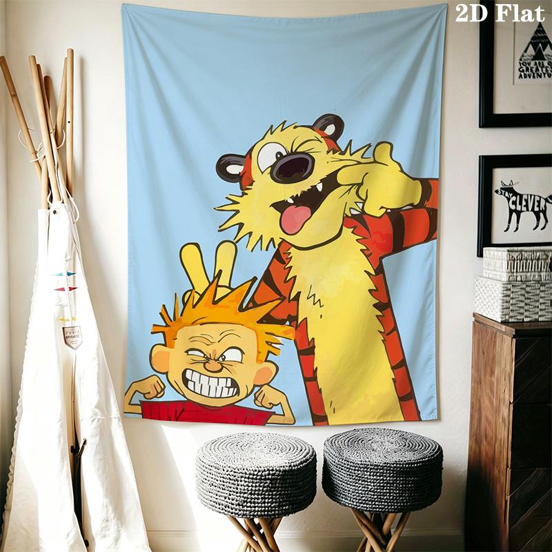 Calvin and Hobbes-inspired Pattern Home Decor Tapestry, Wall Hanging, Decorative RV Wall Cloth.XGT0914378