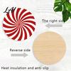Winter Home Decor Accessories 4Pcs Red White Spiral Wooden Coasters Round Peppermint Candy Drink Lightweight Stackable Wood Mat Heat‑Resistant Cup