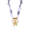 Vintage Cloth Wrap Scarf Necklace Stainless Steel Charm Pendant  Beach Jewelry