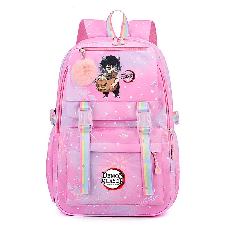 Anime Demon Slayer Backpack Computer Bagpack Sweet Soft Backpack Printed Girl Lightweight Schoolbag for Women Travel Leisure Bag Rucksack Mochila