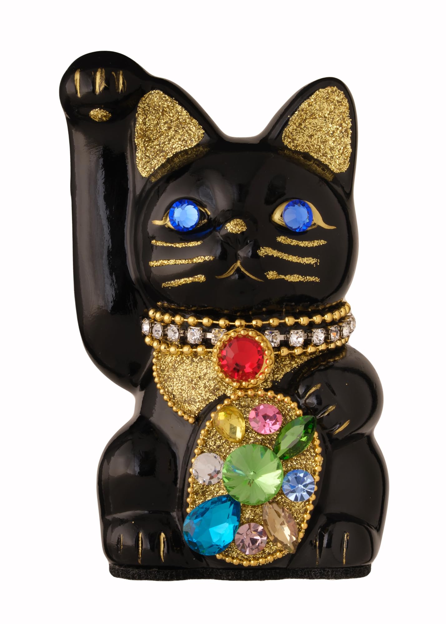 Lucky Cat Jewelry Cat Multicolor Right Paw Raised Ceramic Lucky Cat Auspicious Feng Shui Ornament (S-SIZE Black) / _ Maneki-neko (jwc_S Black)