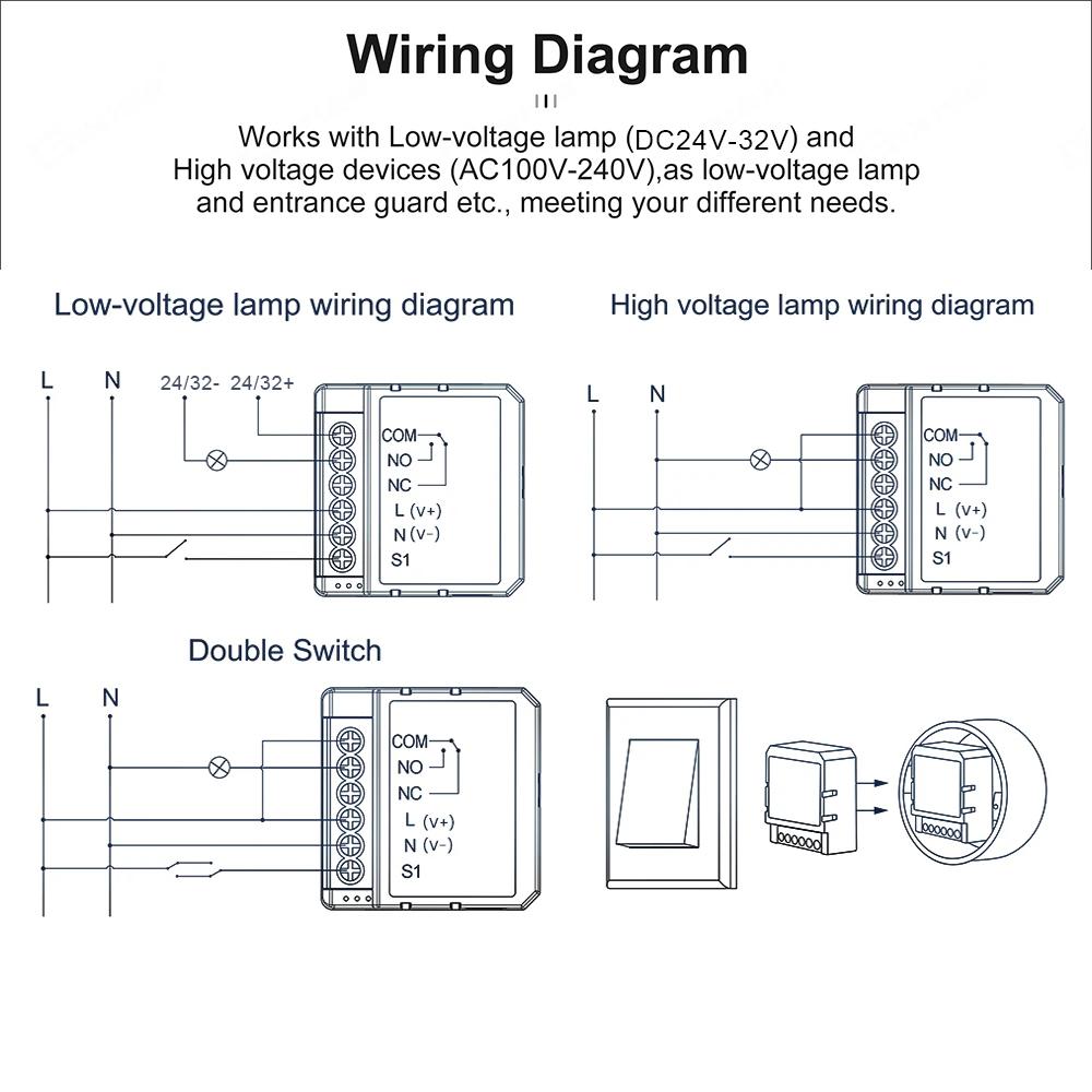 Tuya Smart Dry Contact Zigbee WiFi Switch Module Smart Home DIY Breaker Relay DC 24-32V AC 100-240V Works with Alexa Google Home