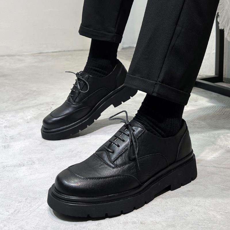 Ретро мужские туфли лоферы маленькие кожаные туфли британский тренд повседневная обувь — фото 6