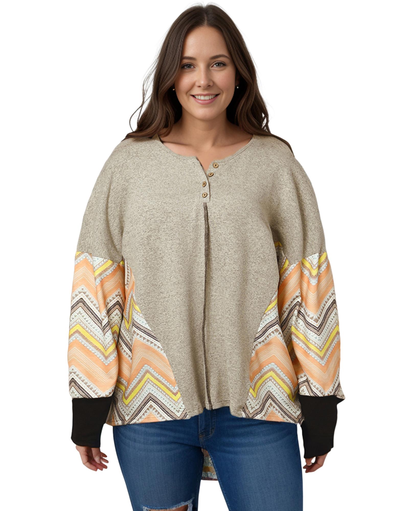 

Azura Exchange Gray Plus Size Chevron Sleeves Top 4X серый