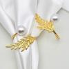 6Pcs Metal Napkin Rings Pearl Wheat Napkin Holder Fashion Napkin Buckle  for Wedding Birthday Party