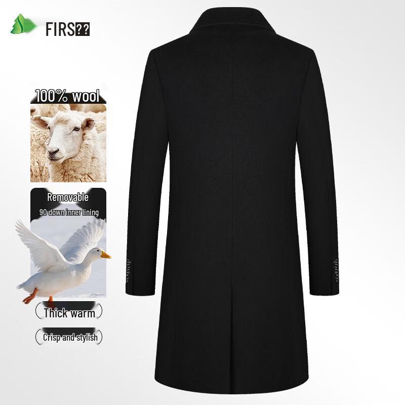 Shanshan Men's 100% Wool Down-Filled Mid-Length Overcoat