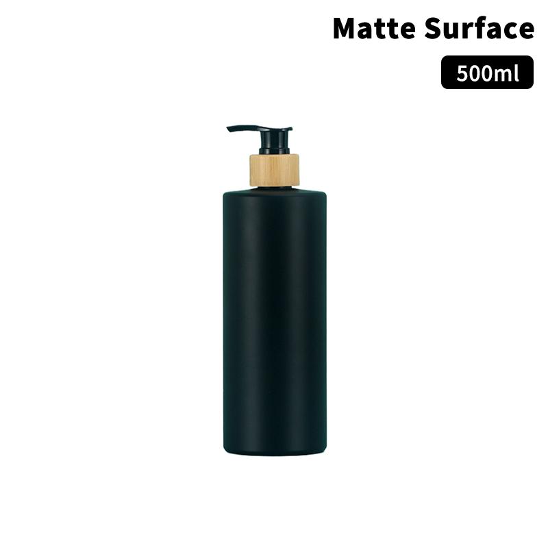 300/500Ml Cylindrical Bamboo Pump Dispenser Bathroom Pet Dish Soap Bottle Lotion Refillable Shower Gel Liquid Frosted Container