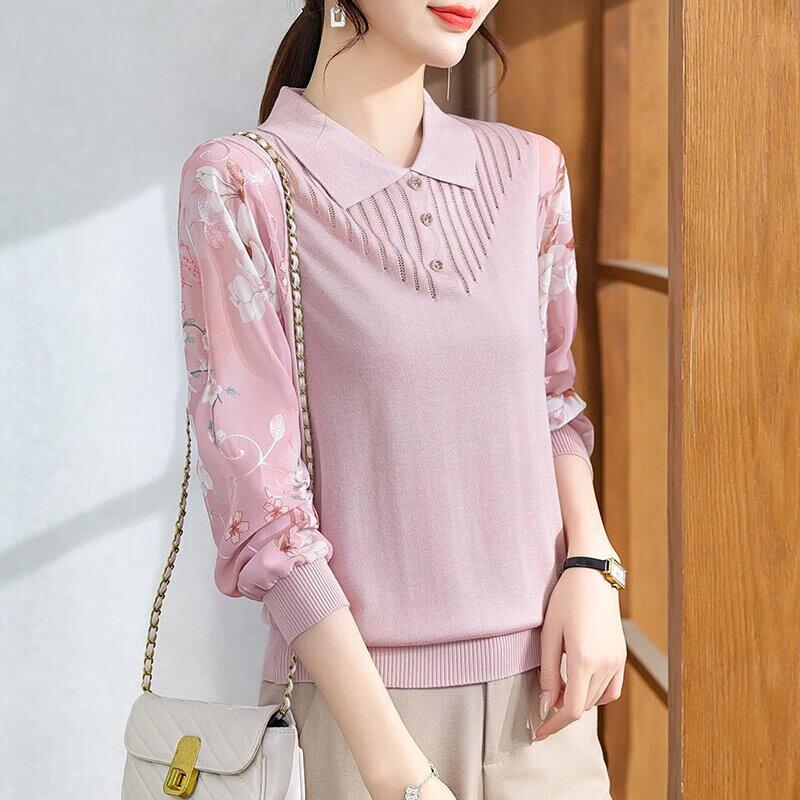 

Xuexi Mom s Elegant Autumn Knit Lapel Blouse XL (Recommended 115-130 catties)