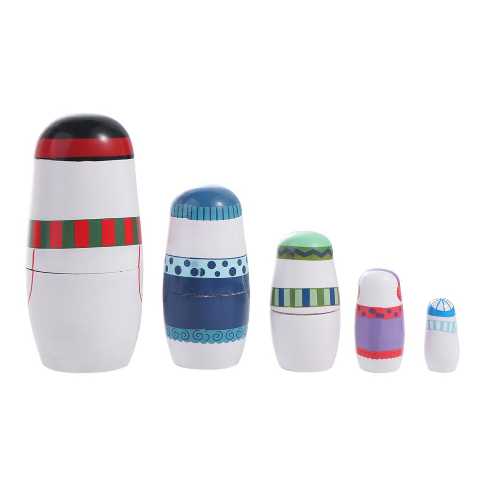 5Pcs/Set Snowman Russian Doll Smooth Christmas Nesting Dolls Cute Wooden Stacking Dolls  Christmas