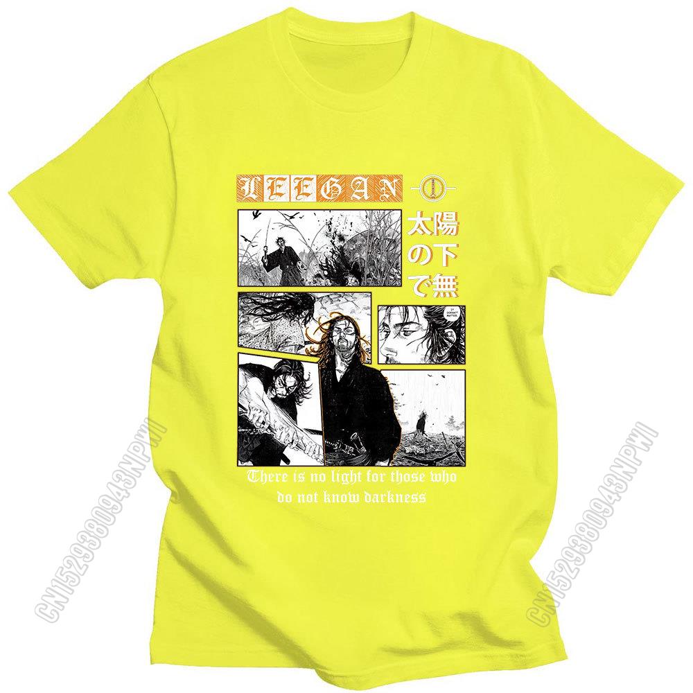 Vagabond Miyamoto Musashi Sasaki Kojiro Manga Tshirt Men Colored Panel Pure Cotton T Shirt Hip Hop Birthday Gift Streetwear