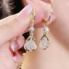 Chic Cat's Eye Teardrop Earrings: Long, Stylish Design with Secure Backs