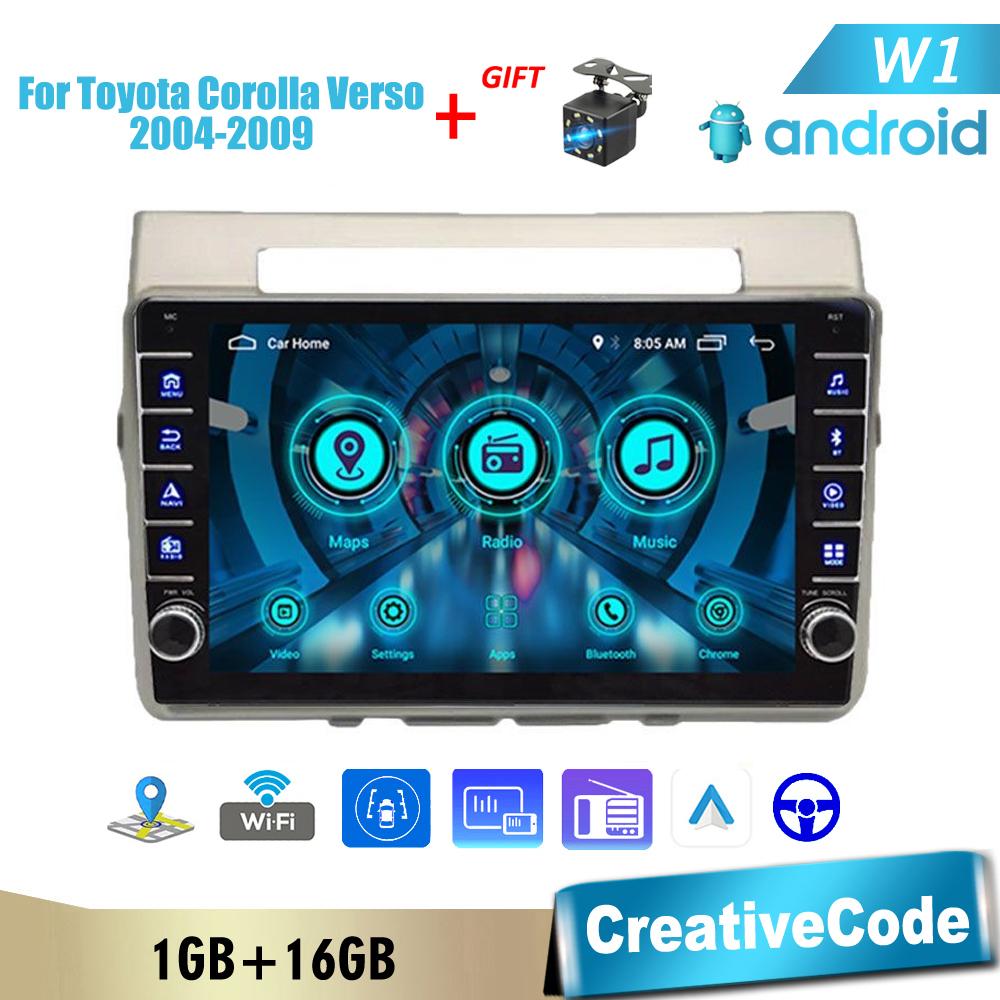 

2 Din Android автомобильный радиоприемник мультимедийный видеоплеер для Toyota Corolla Verso 2004-2009 с кнопкой WiFi 1 + 16 ГБ