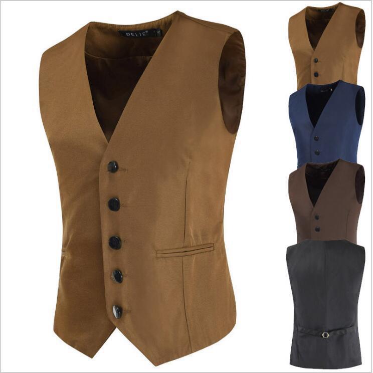 Podzim Zima Pánská Slim Vest Coat Suit Vesta Velká velikost