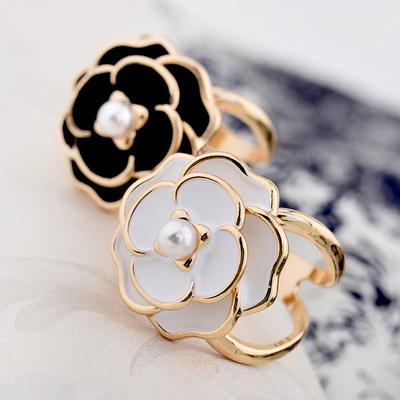 New Camellia Silk Scarf Buckle French Retro Pearl Scarf Buckle Square Ring Buckle Orange Crystal Shawl Buckle For Women