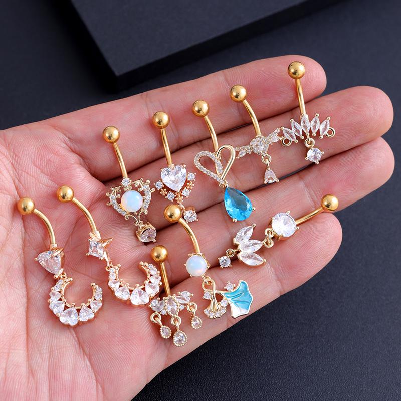 Personality Belly Button Rings Stainless Steel Navel Piercing Barbell For Women Simple Belly Ring Beach Jewelry Gifts