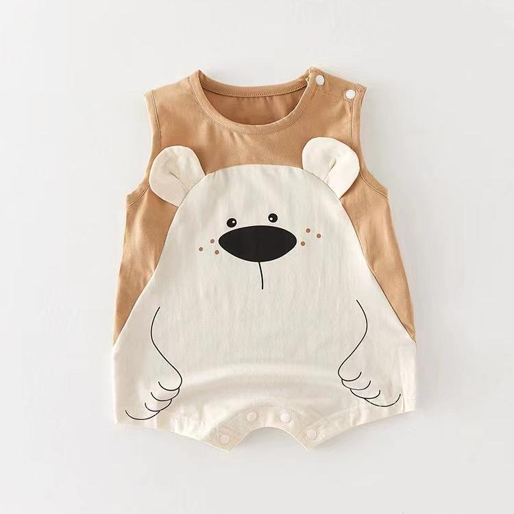 Super Cute Cartoon Newborn Summer Romper for Boys & Girls - Lightweight Wide Shoulder Onesie