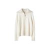 2024 Autumn/Winter Women's Cashmere Knit Lapel Half-Zip Outerwear, Long Sleeve, Loose Fit, Warm & Slimming