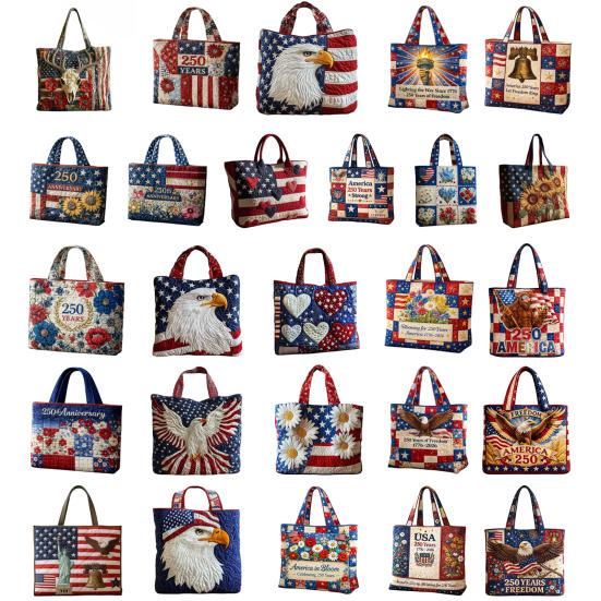 USA 250. Jahrestag Tragetasche, Unabhängigkeitstag Handtasche, Rot Weiß Blau Einkaufstasche, Wiederverwendbare Patriotische Tasche für 4. Juli Geschenke