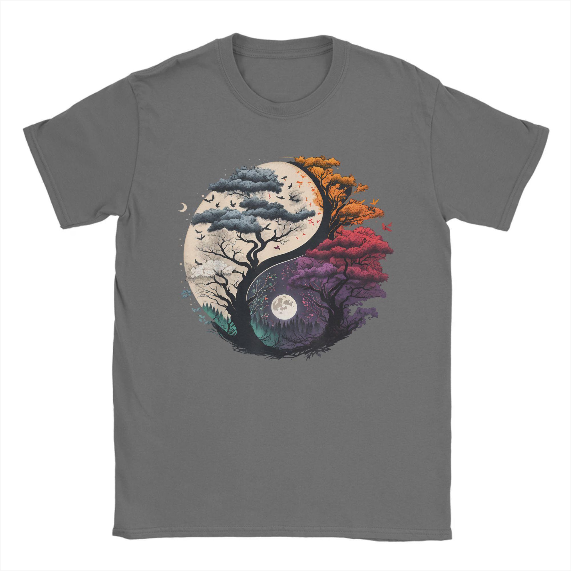 

Смішні футболки Інь Янь Дерево Життя для чоловіків з круглим вирізом, бавовняні футболки, духовна буддійська футболка з коротким рукавом, новий мерч 3XL