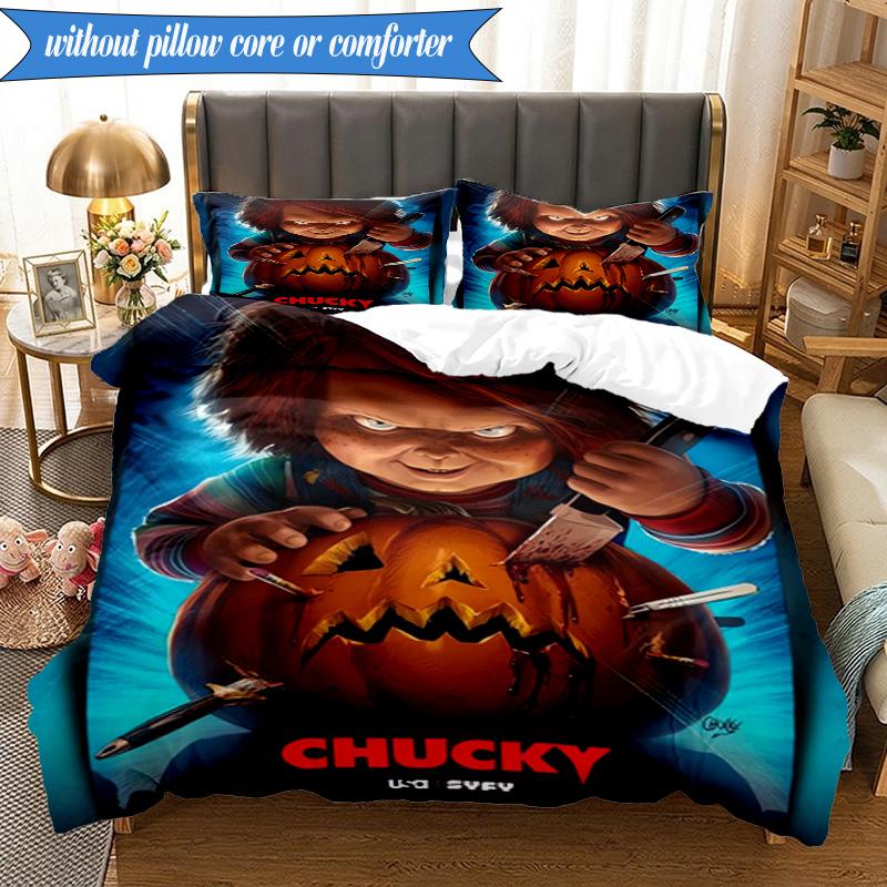 Chucky's Halloween Horror 3pcs K-pop Music Group Bedding set,Ideal for Bedroom, Dormitory,Including Duvet Cover And 2pcs Pillowcases,Fan Gifts