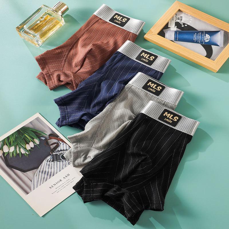 3pcs Summer Mesh Men's Ice Silk Underwear Breathable Quick Drying Men's Flat Underwear Solid Color Square Underwear Boxer Brief