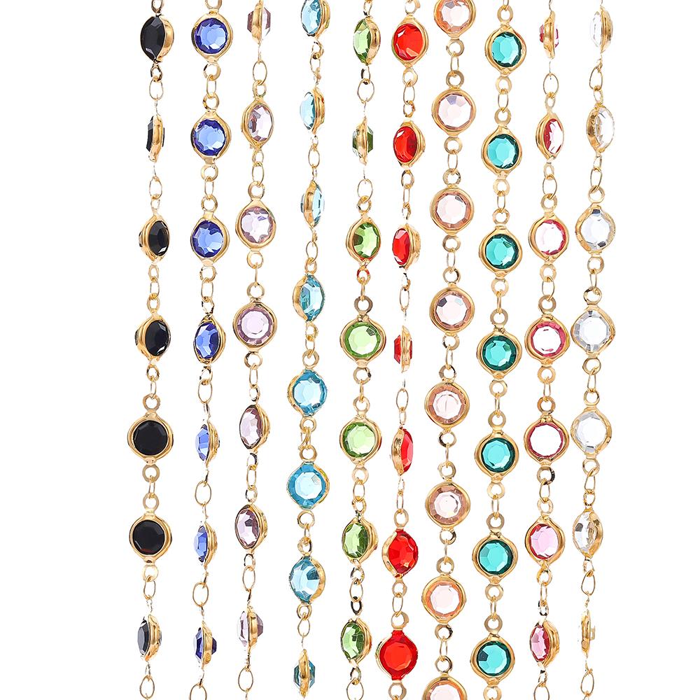 1Meter Colorful Glass Crystal Beads Chain Copper Chains for Necklace Bracelet Jewelry Making DIY Components Accessories