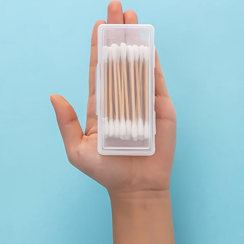 1pcs Portable Clear Small Items Storage Box, Bathroom Organizer Storage Case, Swab Holder Box,Toothpicks Sorting Box, Dust-Proof Storage Box