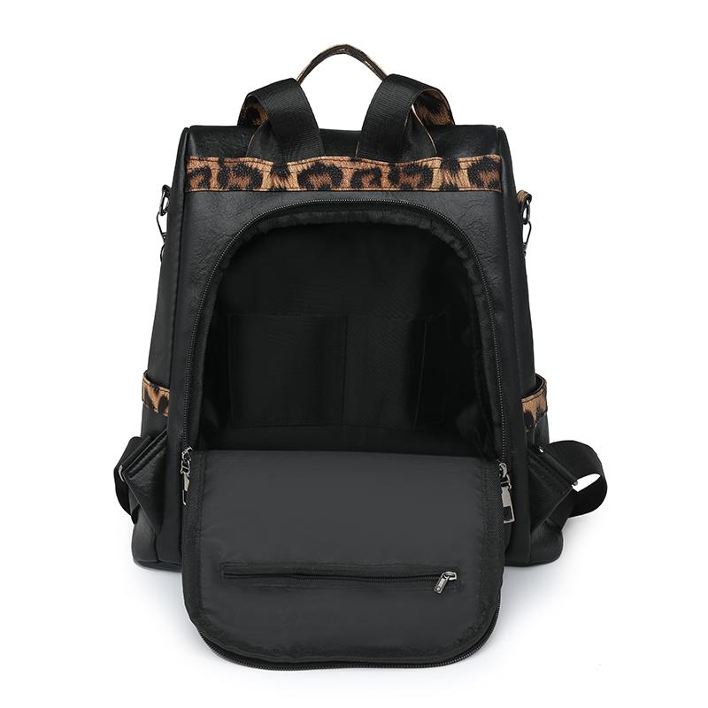 Women's Large Capacity Travel Backpack Retro Leopard Print Backpack Multifunctional Shoulder Bag