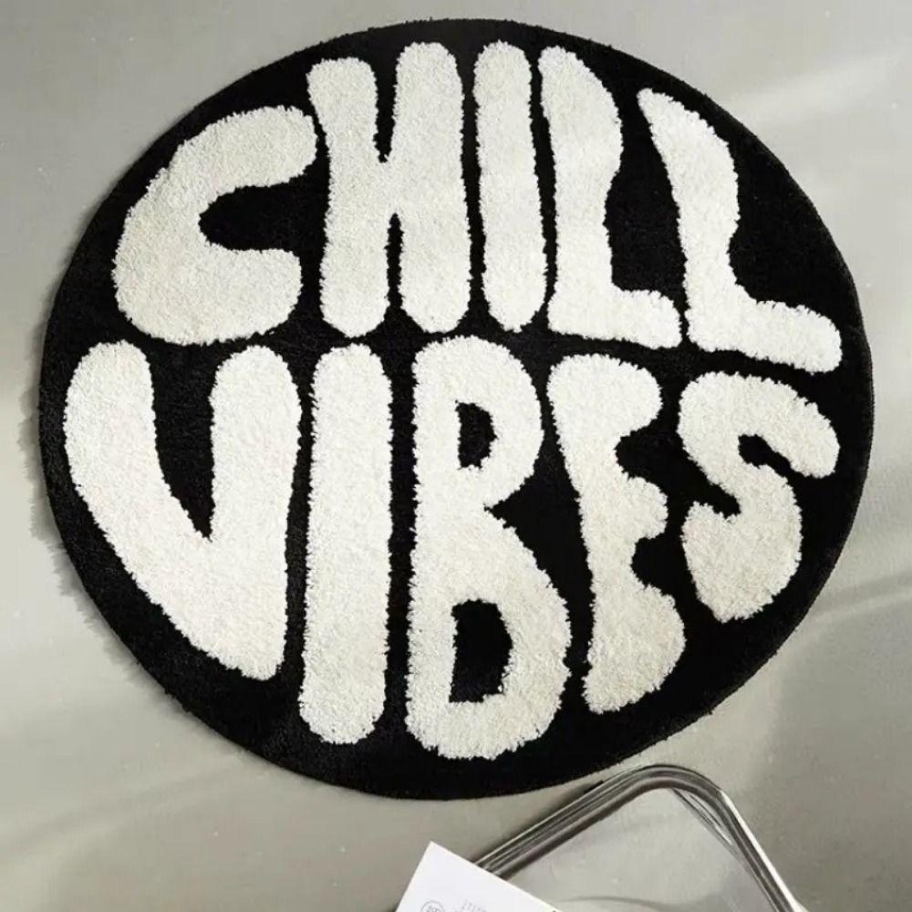 Weicher 3D Runder Teppich Kaschmir 60x60cm Schlafzimmerteppich Buchstabenmuster Hochabsorbierend Flauschige Kreismatte Wohnzimmer