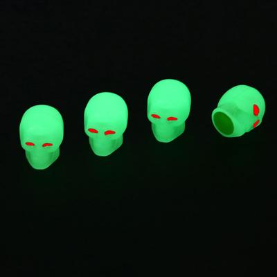Skull Tire Luminous Valves Cap Car Motorcycle Bike Fluorescent Valve Stem Caps Night Glowing Nozzle