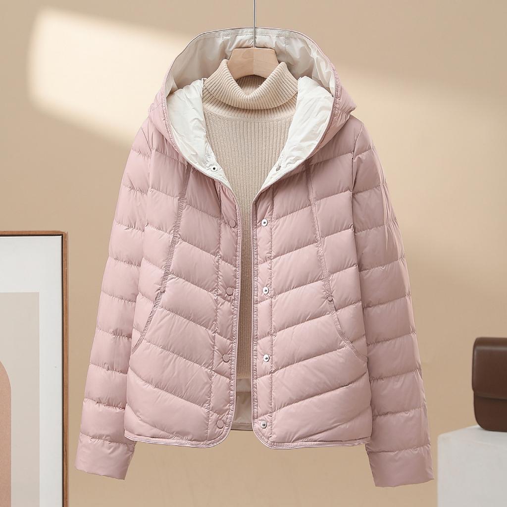 White Duck Down Light Down Jacket Women's Short Winter New Hooded Versatile Small Warm Light Coat