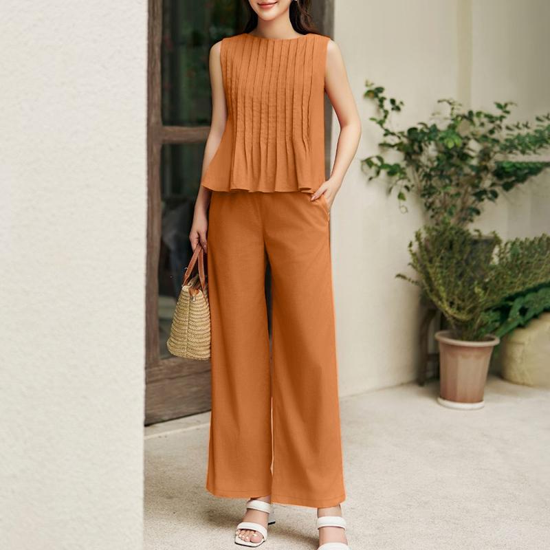 

ZANZEA Womens Tank Tops and Pants Casual Two Piece Suit Set Summer S