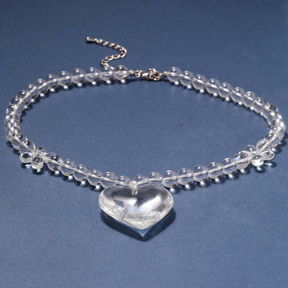 

Новое прозрачное ожерелье из натуральных белых хрустальных бусин Love, простой и универсальный дизайн, высококачественная цепочка на шею