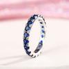Huitan Single Circle Blue Cubic Zirconia Ring for Female Versatile and Stackable Daily Finger Zircon for Women Fashion Gift